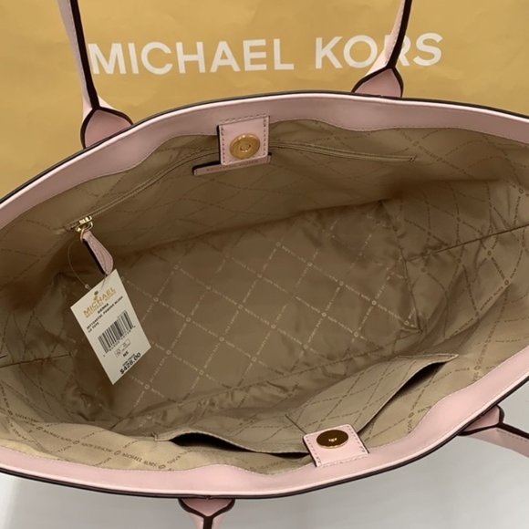 Michael Kors Sienna Large Tote Shoulder Bag Powder Blush Leather Canvas - Picture 11 of 16